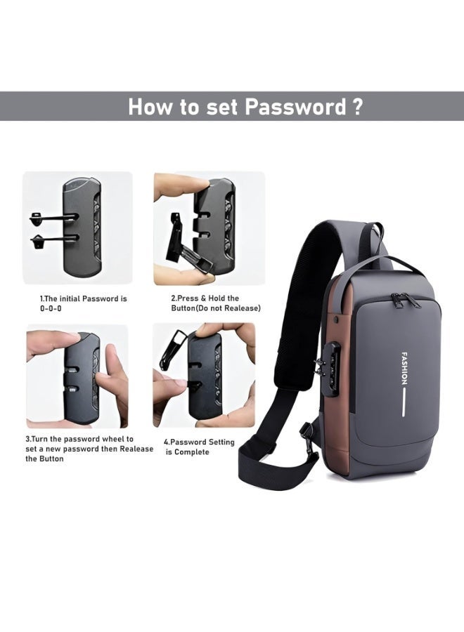 Waterproof Polyester Slim Unisex Crossbody Sling Bag Chest Backpack Men's Shoulder Bag, Leisure Travel Handbag, Hard Shell Anti-Theft Chest Bag - Image 2